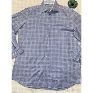 Burberry London Shirt Men 16.5 Blue Long Sleeve Button Up‎ Cotton Business